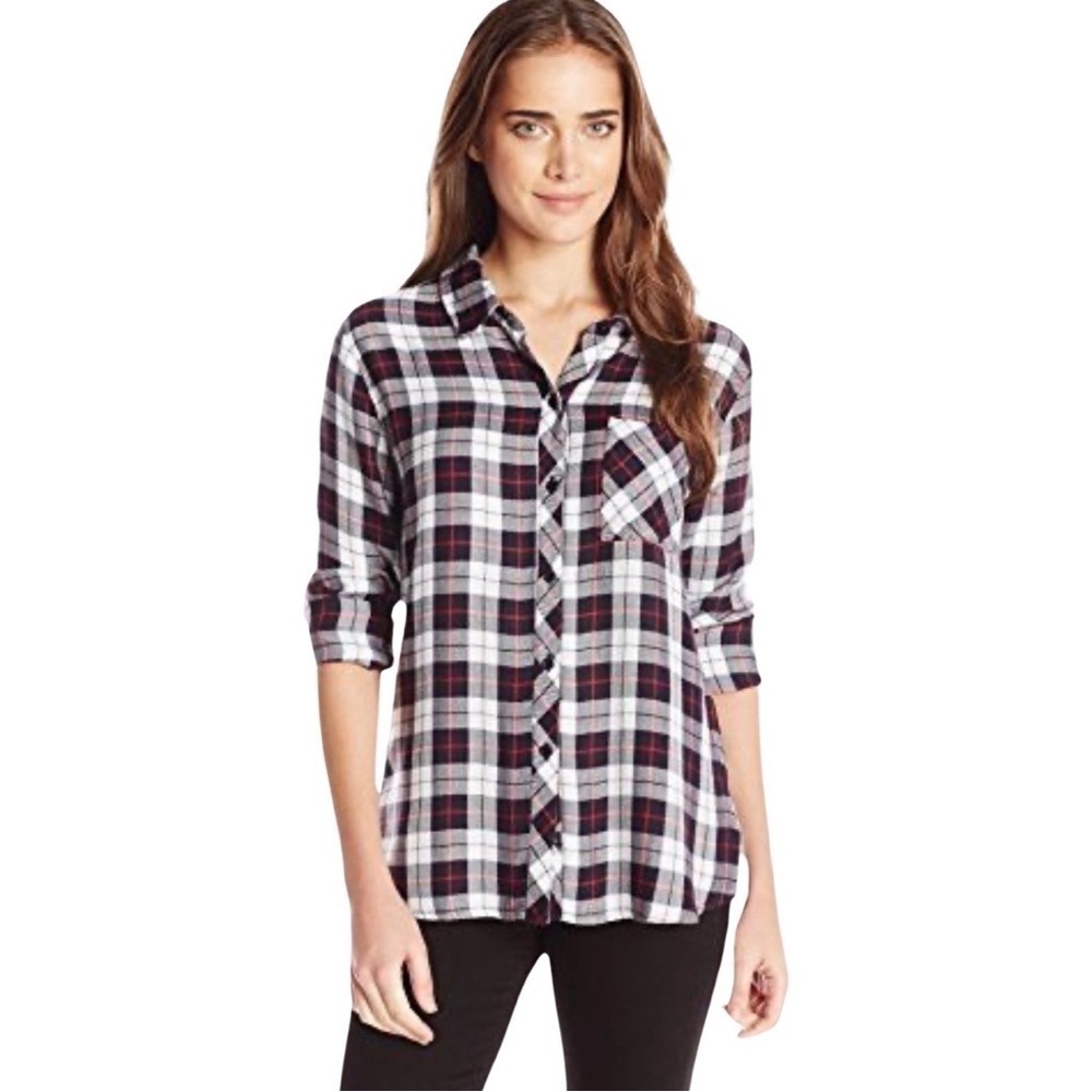 RAILS Long Sleeve Plaid Button Down Flannel Shirt Black White Red Sz S